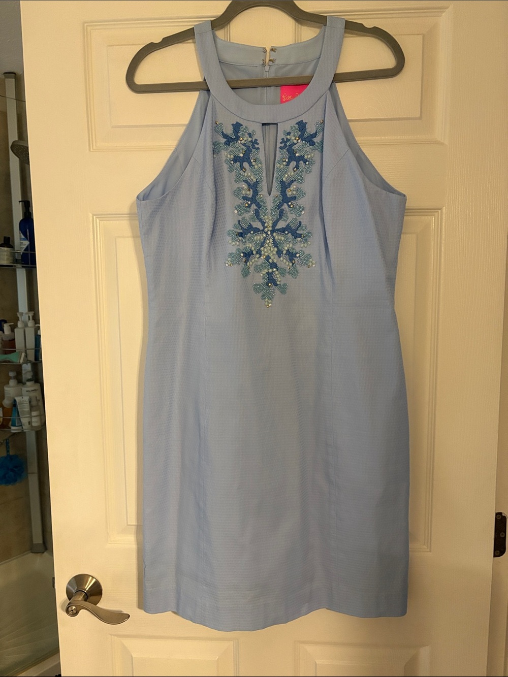 Lilly Pulitzer Light Blue Dress with Pink Logo Tag